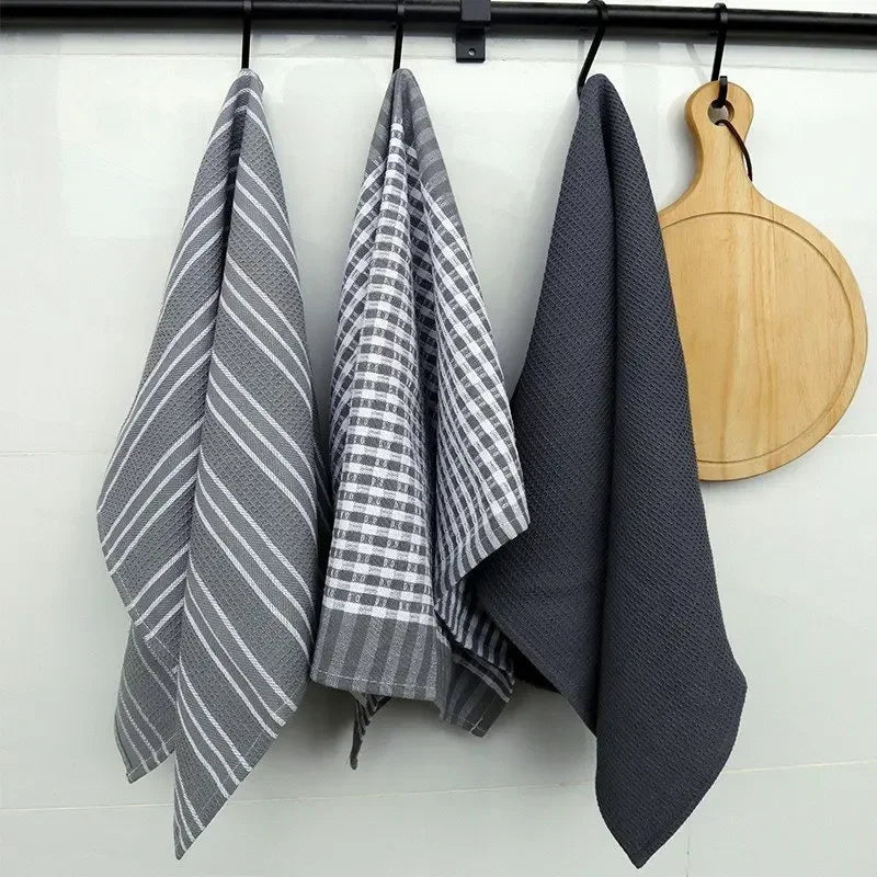 100% Cotton Ultra-Absorbent Fast-Drying Kitchen Towels (Set of 3)