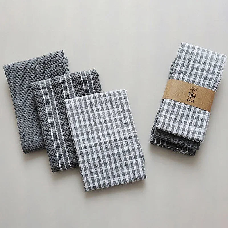 100% Cotton Ultra-Absorbent Fast-Drying Kitchen Towels (Set of 3)