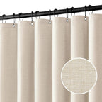 100% Waterproof Linen-Look Shower Curtain (With Rust-Resistant Hooks)