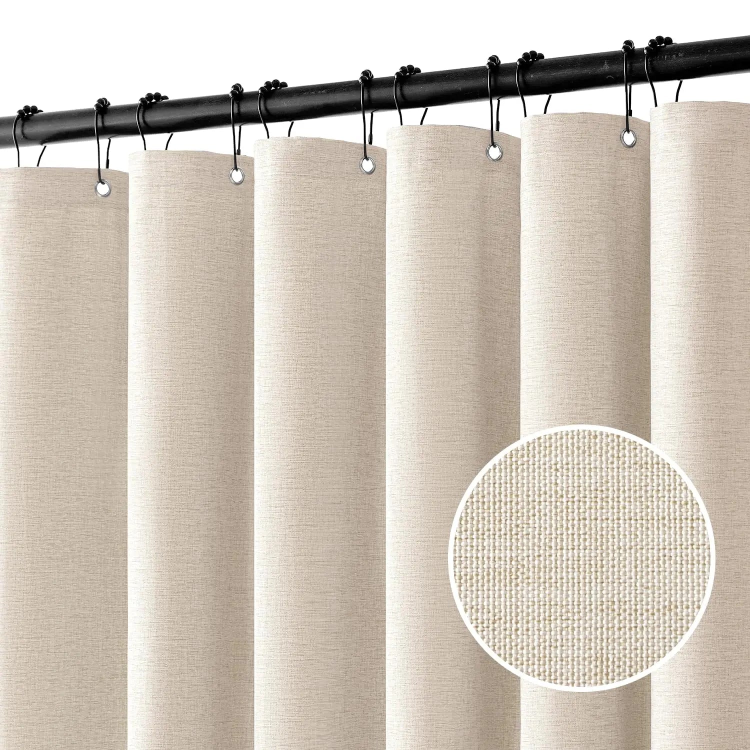 100% Waterproof Linen-Look Shower Curtain (With Rust-Resistant Hooks)