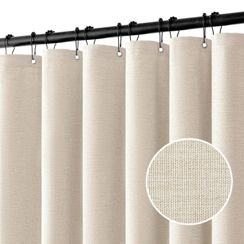 100% Waterproof Linen-Look Shower Curtain (With Rust-Resistant Hooks)