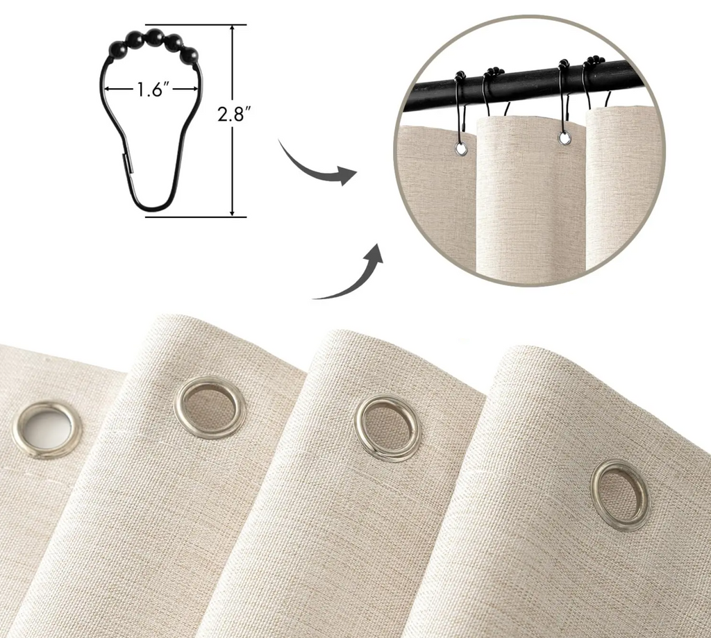 100% Waterproof Linen-Look Shower Curtain (With Rust-Resistant Hooks)