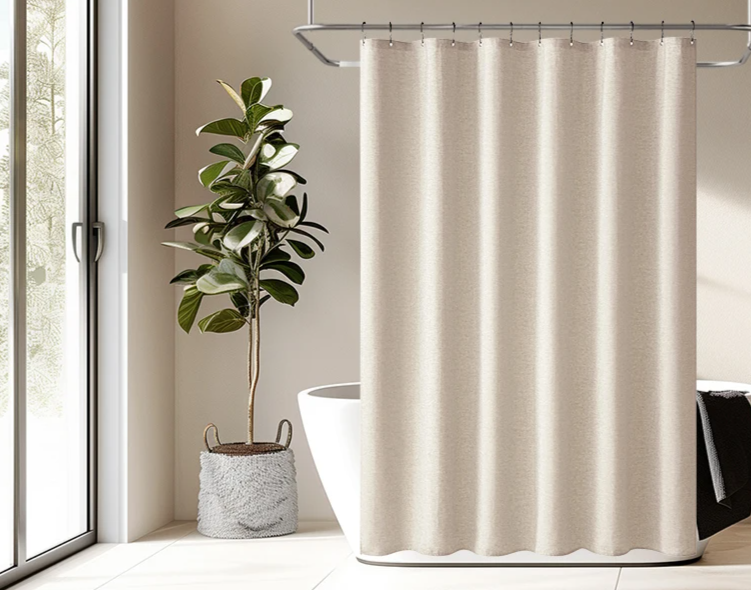 100% Waterproof Linen-Look Shower Curtain (With Rust-Resistant Hooks)