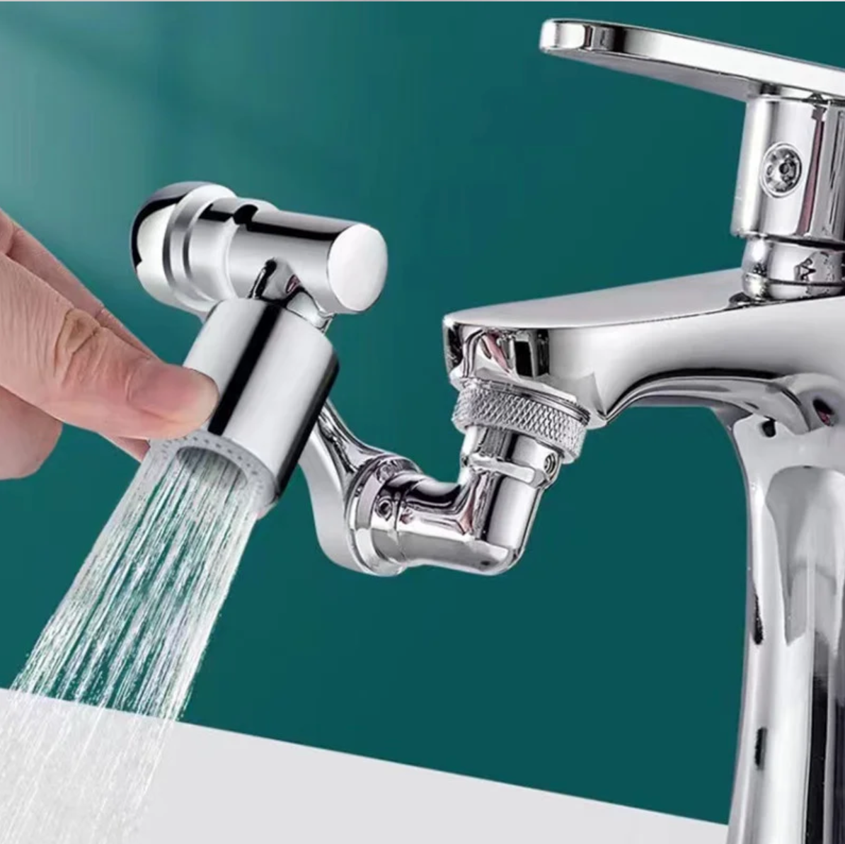 1080° Rotating Dual-Spray Faucet Extender (Tool-Free Install)
