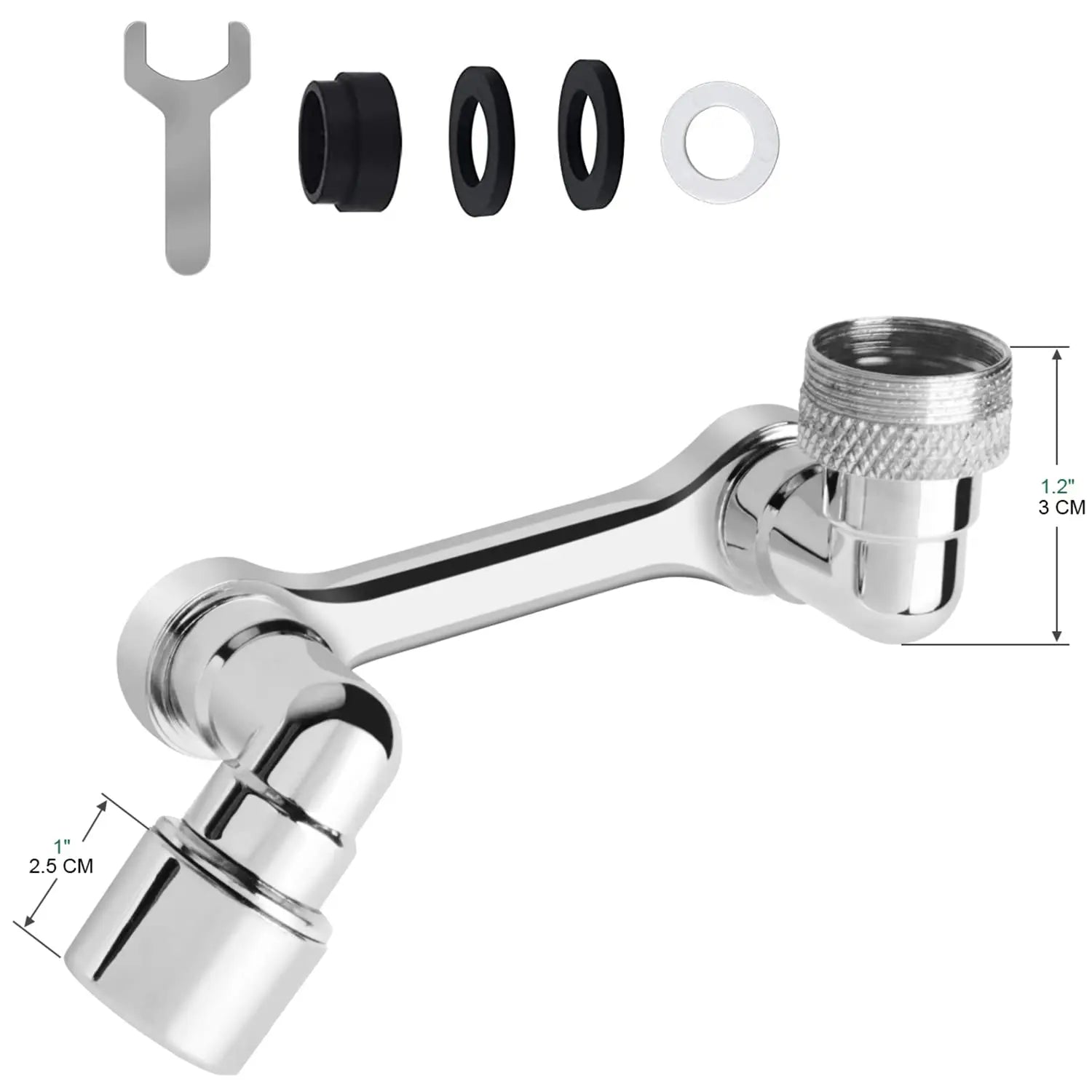 1080° Rotating Dual-Spray Faucet Extender (Tool-Free Install)