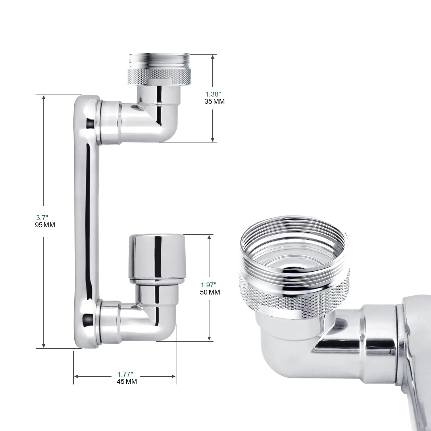 1080° Rotating Dual-Spray Faucet Extender (Tool-Free Install)