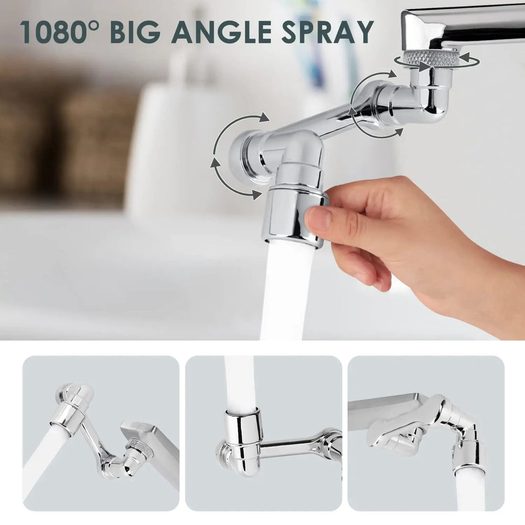 1080° Rotating Dual-Spray Faucet Extender (Tool-Free Install)