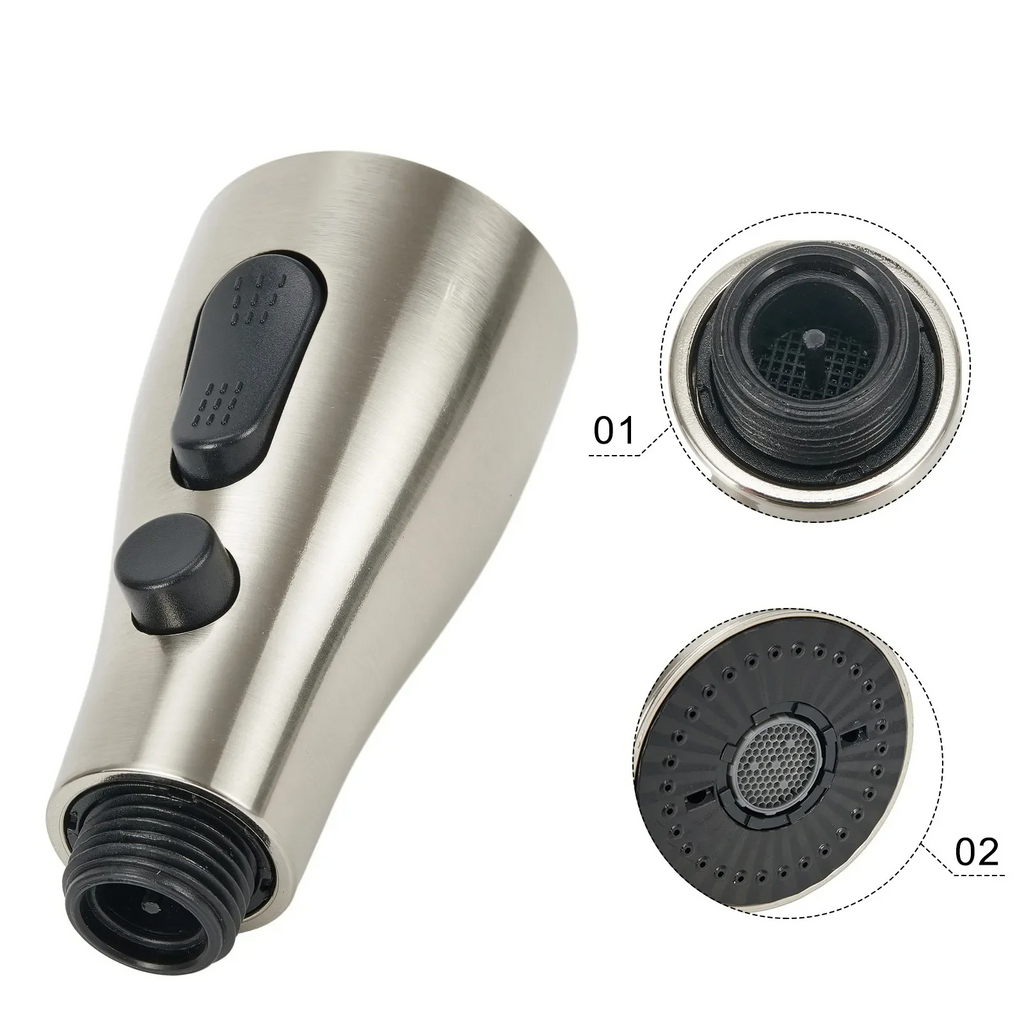 3-Mode Rust-Proof Brushed ABS Faucet Spray Head (Universal Connector)