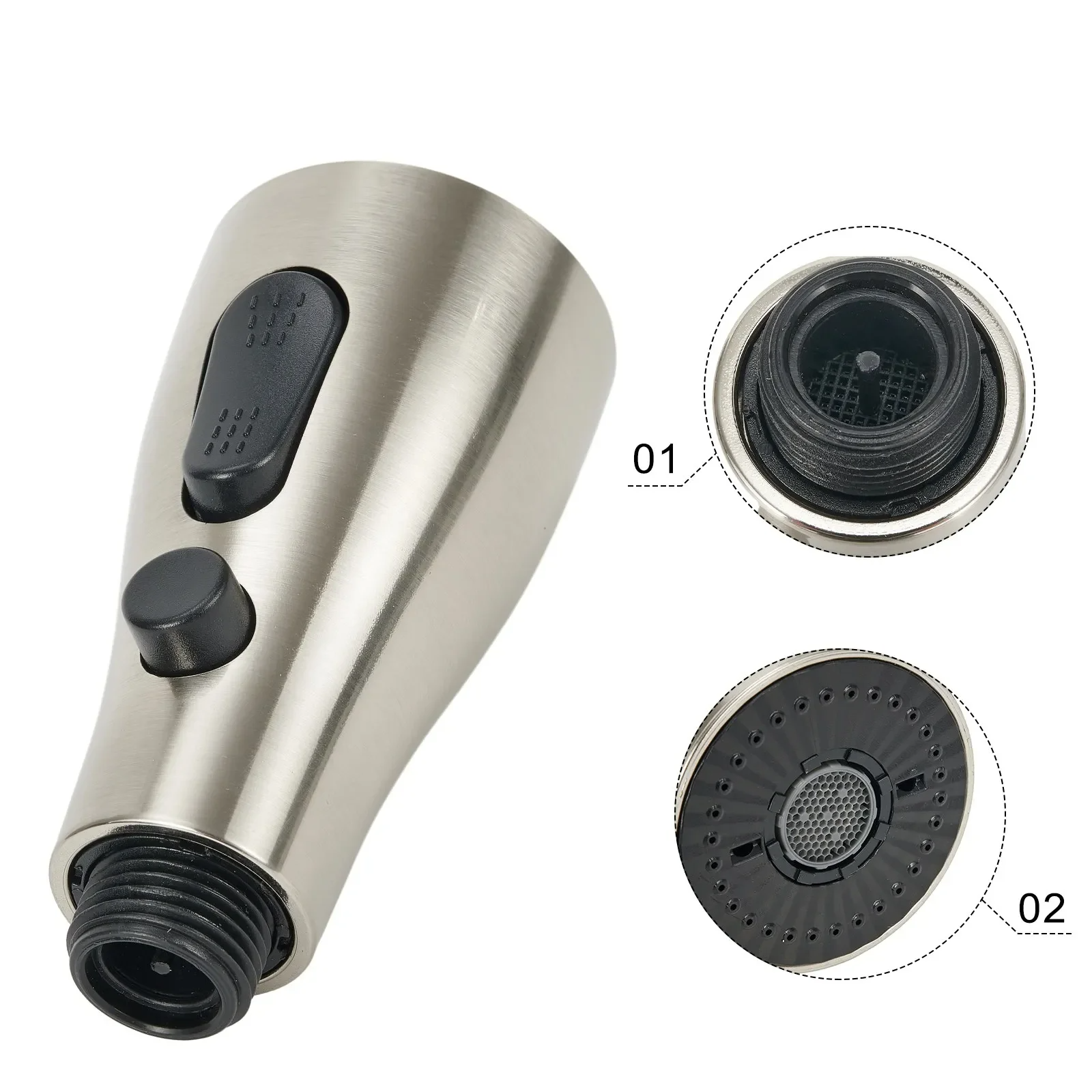 3-Mode Rust-Proof Brushed ABS Faucet Spray Head (Universal Connector)