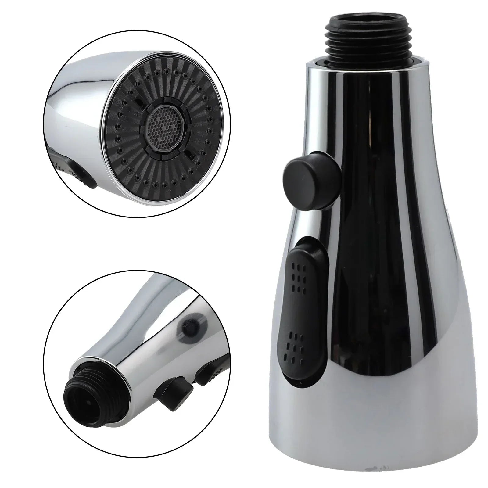 3-Mode Rust-Proof Brushed ABS Faucet Spray Head (Universal Connector)