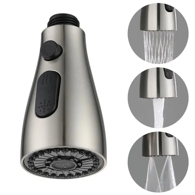 3-Mode Rust-Proof Brushed ABS Faucet Spray Head (Universal Connector)