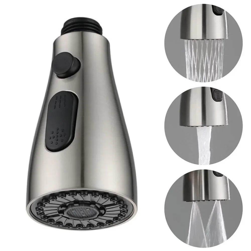 3-Mode Rust-Proof Brushed ABS Faucet Spray Head (Universal Connector)