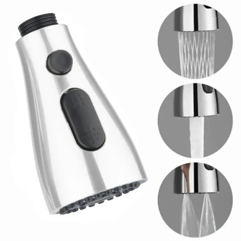 3-Mode Rust-Proof Brushed ABS Faucet Spray Head (Universal Connector)