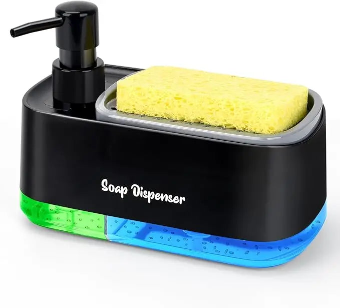 3-in-1 Dual-Pump Refillable Soap Dispenser With Sponge Holder