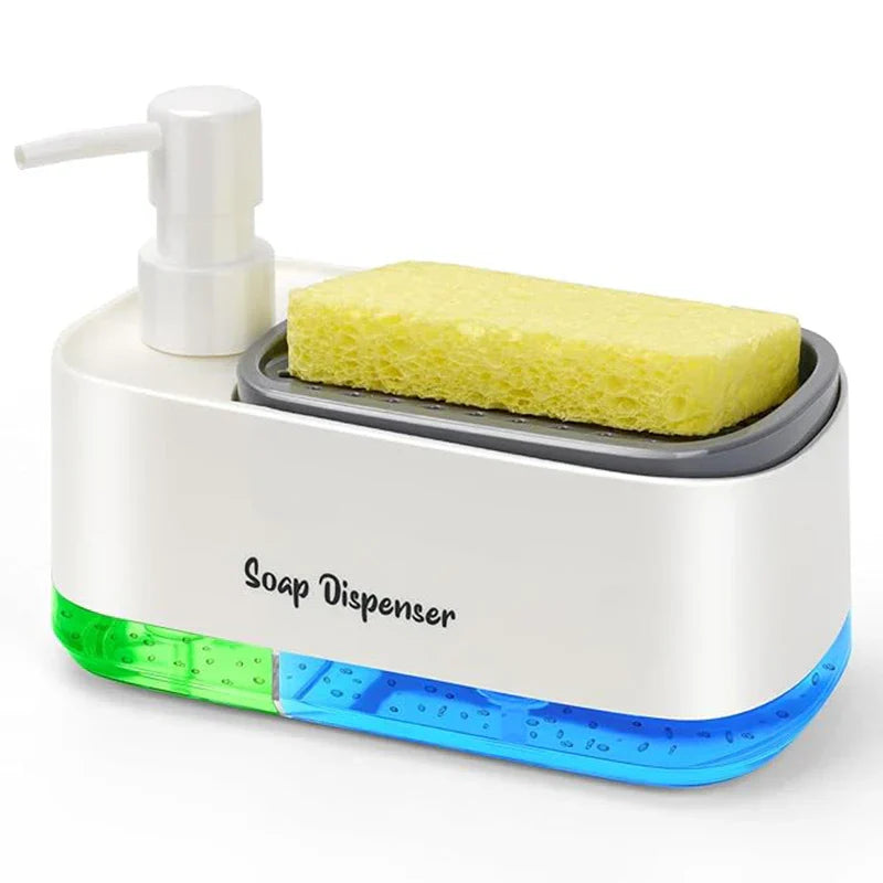 3-in-1 Dual-Pump Refillable Soap Dispenser With Sponge Holder