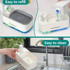 3-in-1 Dual-Pump Refillable Soap Dispenser With Sponge Holder