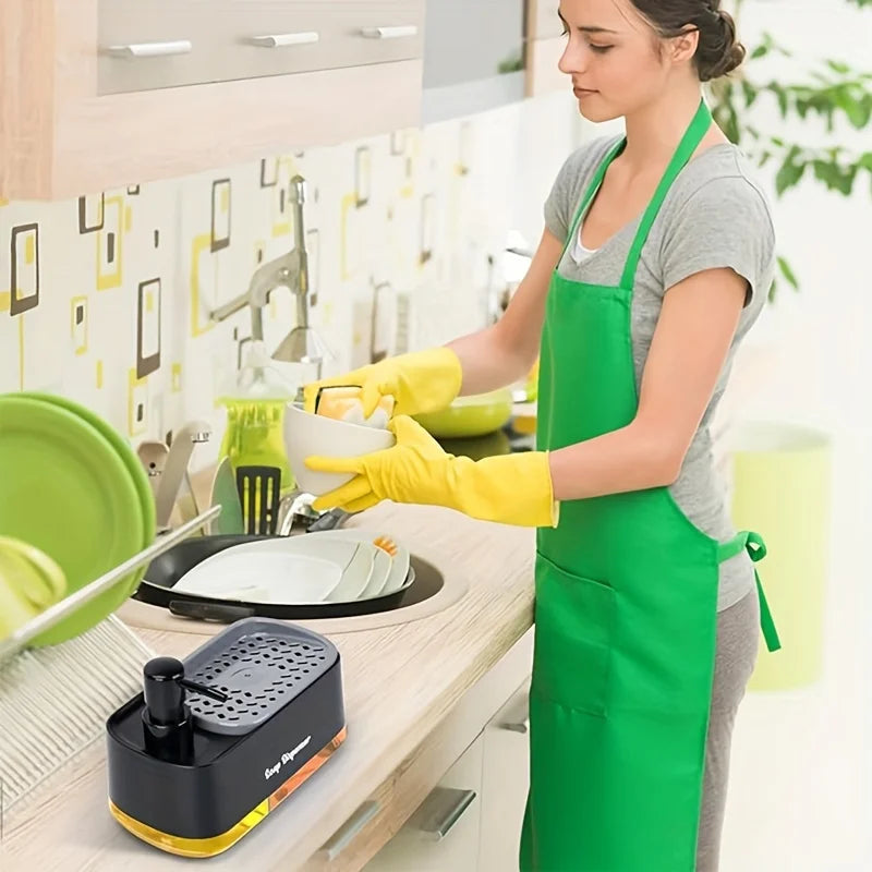 3-in-1 Dual-Pump Refillable Soap Dispenser With Sponge Holder