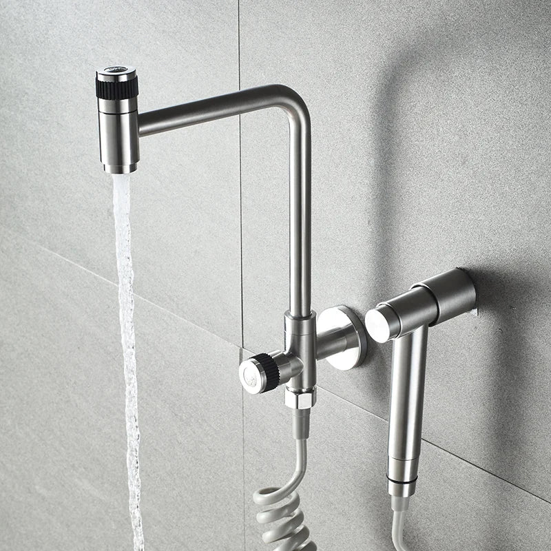 304 Stainless Steel 360° Swivel Faucet (Wall Or Deck Mount)