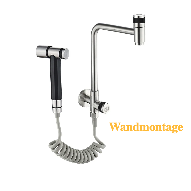 304 Stainless Steel 360° Swivel Faucet (Wall Or Deck Mount)