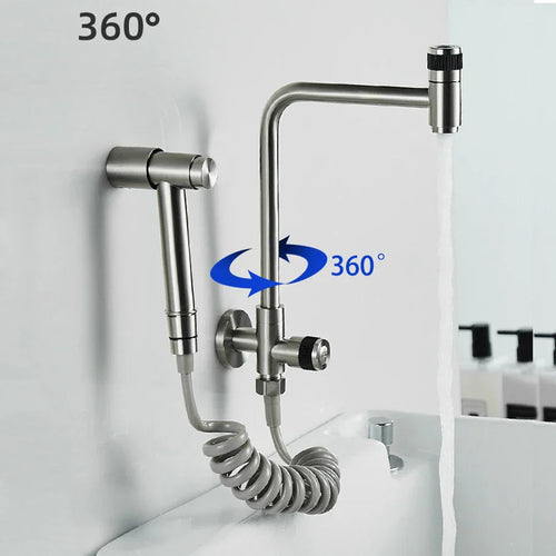 304 Stainless Steel 360° Swivel Faucet (Wall Or Deck Mount)