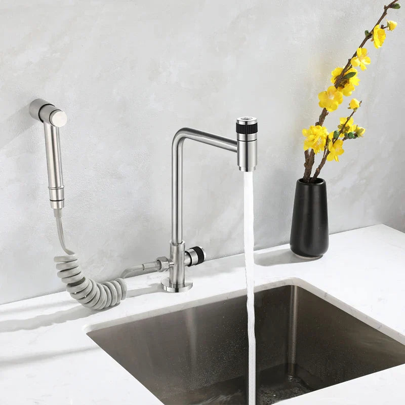 304 Stainless Steel 360° Swivel Faucet (Wall Or Deck Mount)
