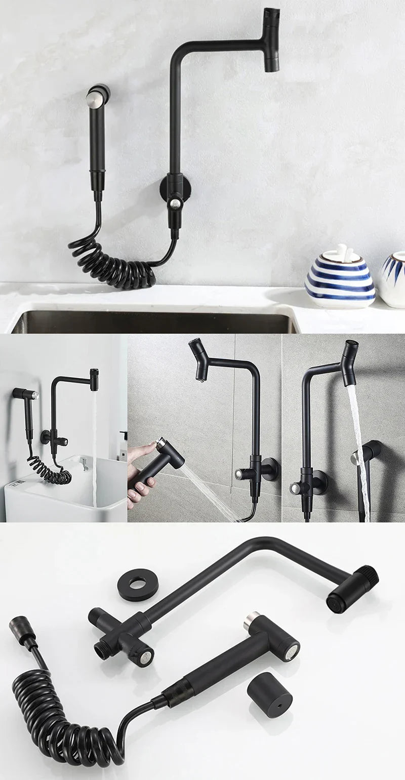 304 Stainless Steel 360° Swivel Faucet (Wall Or Deck Mount)