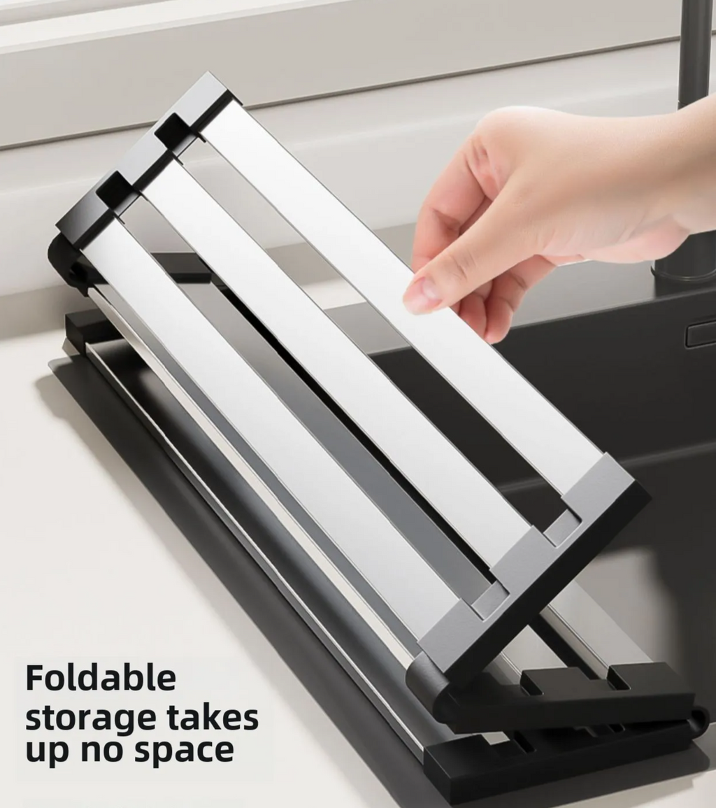 304 Stainless Steel Adjustable & Foldable Over-the-Sink Dish Rack