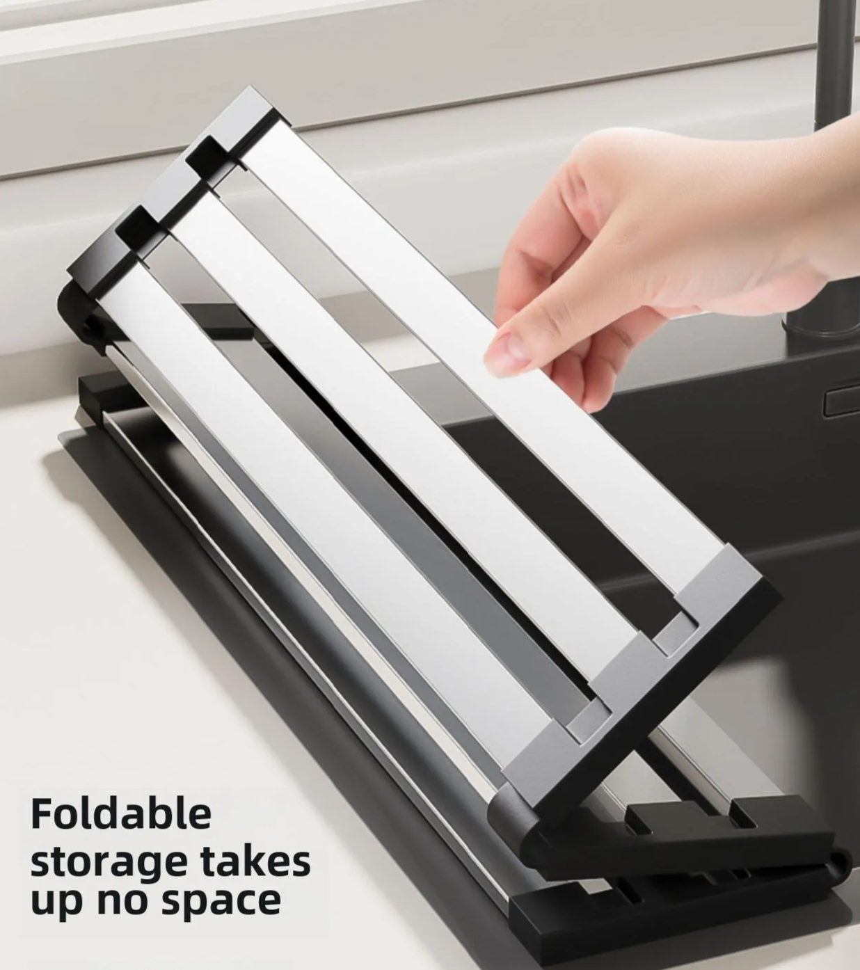 304 Stainless Steel Adjustable & Foldable Over-the-Sink Dish Rack