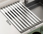 304 Stainless Steel Adjustable & Foldable Over-the-Sink Dish Rack
