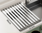 304 Stainless Steel Adjustable & Foldable Over-the-Sink Dish Rack