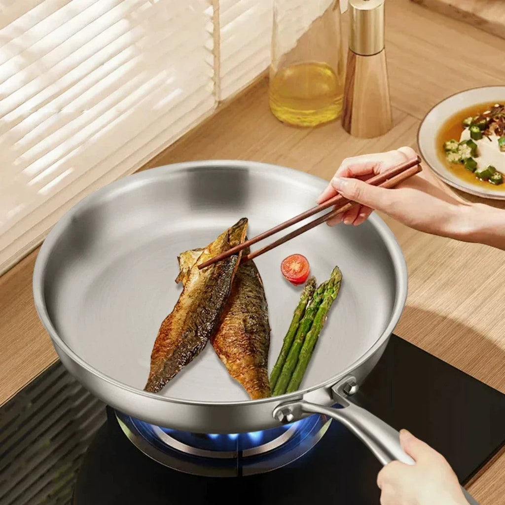 304 Stainless Steel Natural Nonstick Frying Pan (Gas & Induction Compatible)