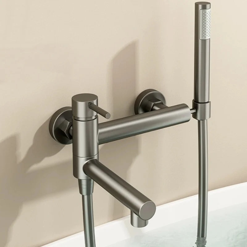 304 Stainless Steel Swivel Bathtub Faucet With Handheld Shower (Wall-Mounted)