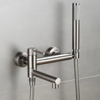 304 Stainless Steel Swivel Bathtub Faucet With Handheld Shower (Wall-Mounted)