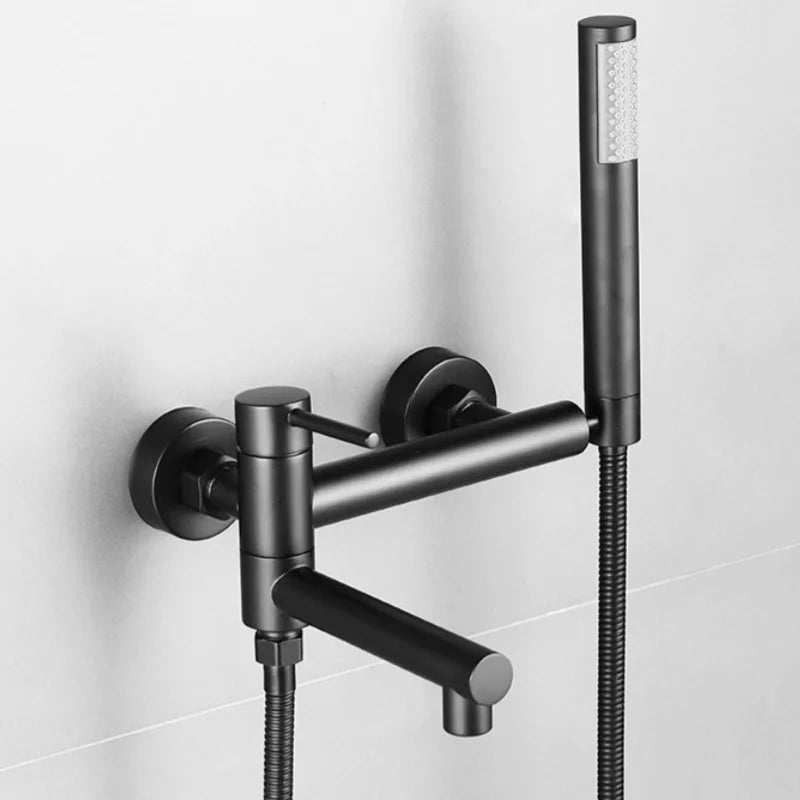 304 Stainless Steel Swivel Bathtub Faucet With Handheld Shower (Wall-Mounted)