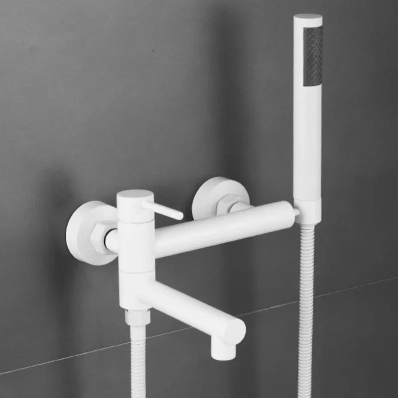 304 Stainless Steel Swivel Bathtub Faucet With Handheld Shower (Wall-Mounted)