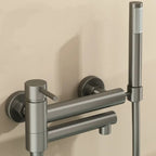 304 Stainless Steel Swivel Bathtub Faucet With Handheld Shower (Wall-Mounted)