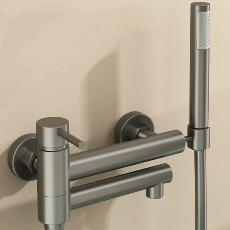 304 Stainless Steel Swivel Bathtub Faucet With Handheld Shower (Wall-Mounted)