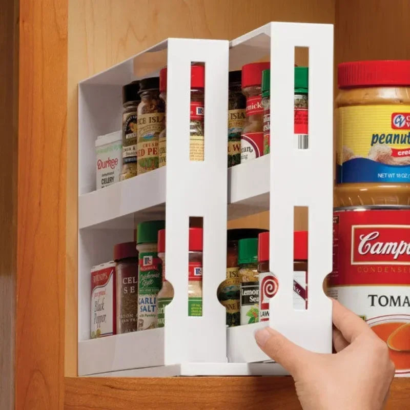 360-Degree Rotating Two-Tier Rust-Resistant Metal Countertop Organizer