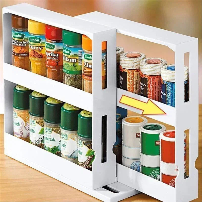 360-Degree Rotating Two-Tier Rust-Resistant Metal Countertop Organizer