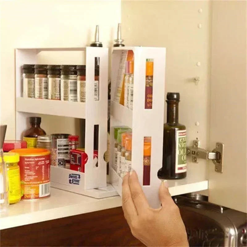 360-Degree Rotating Two-Tier Rust-Resistant Metal Countertop Organizer