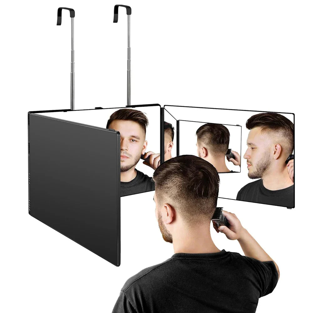 360° Rotating 3-Panel Makeup Mirror (Telescopic Hook)