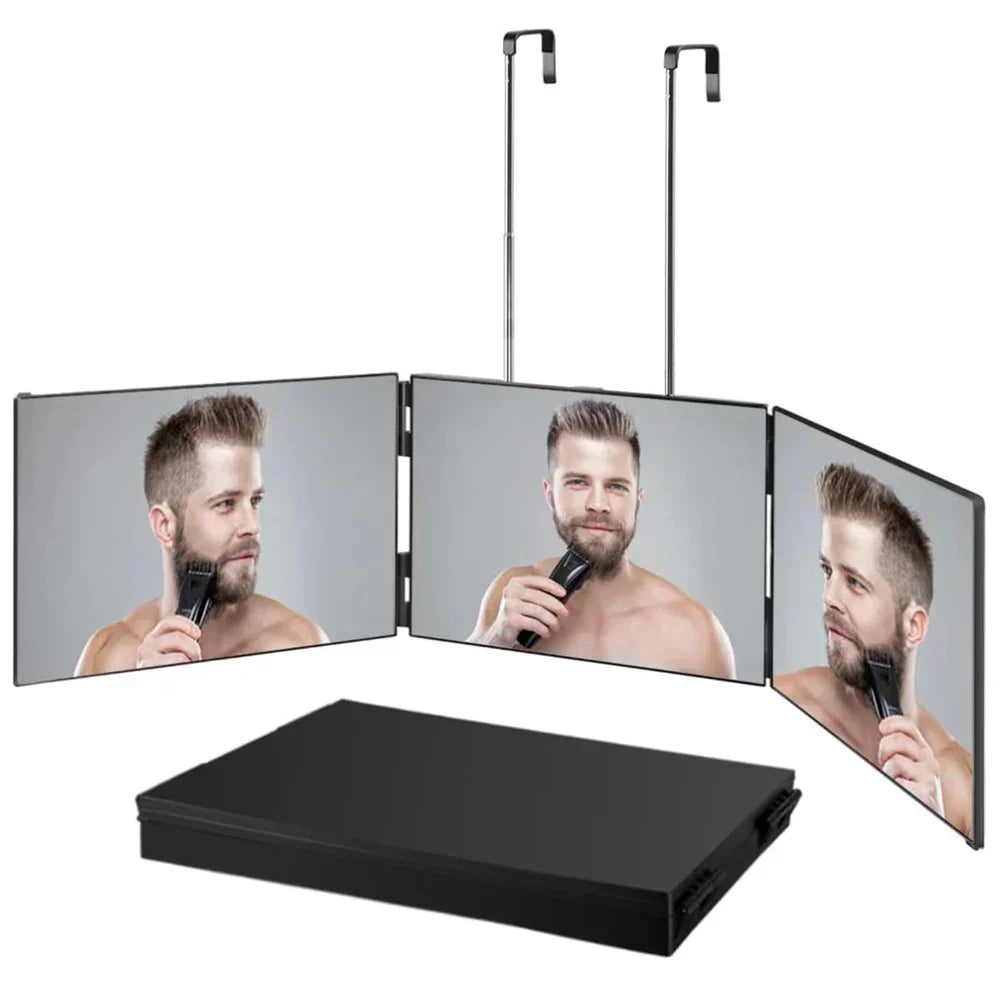 360° Rotating 3-Panel Makeup Mirror (Telescopic Hook)
