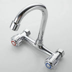 360° Rotating Dual-Handle Stainless Steel Wall-Mounted Kitchen Faucet