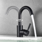 360° Swivel 304 Stainless Steel Black Nickel Bathroom Faucet (Deck-Mounted)