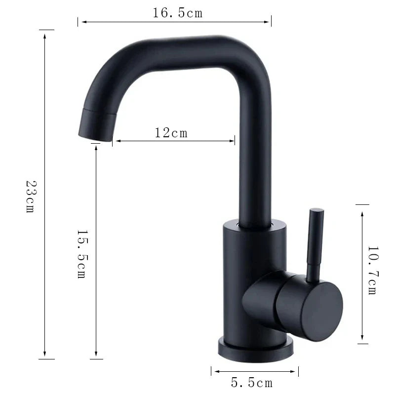 360° Swivel 304 Stainless Steel Black Nickel Bathroom Faucet (Deck-Mounted)