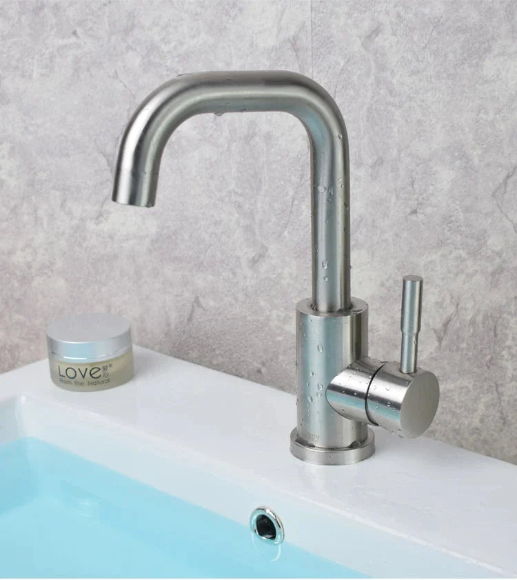 360° Swivel 304 Stainless Steel Black Nickel Bathroom Faucet (Deck-Mounted)