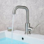 360° Swivel 304 Stainless Steel Black Nickel Bathroom Faucet (Deck-Mounted)