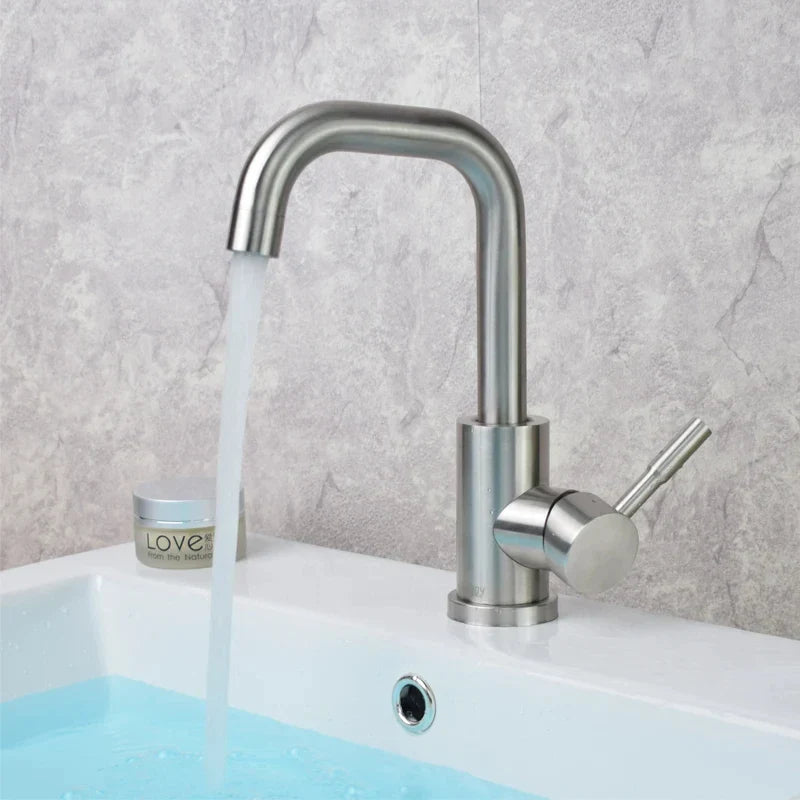 360° Swivel 304 Stainless Steel Black Nickel Bathroom Faucet (Deck-Mounted)