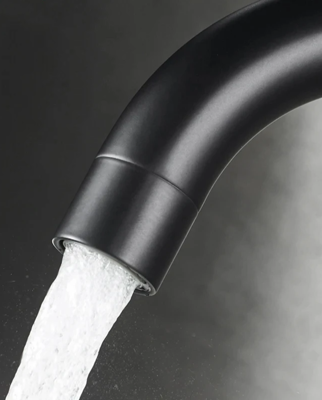 360° Swivel 304 Stainless Steel Black Nickel Bathroom Faucet (Deck-Mounted)