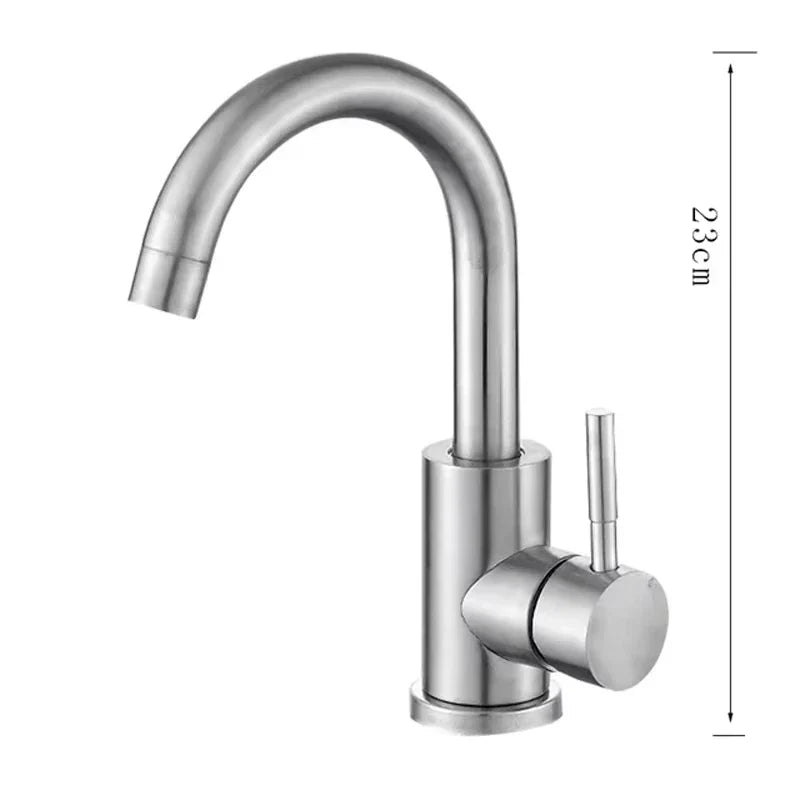 360° Swivel 304 Stainless Steel Black Nickel Bathroom Faucet (Deck-Mounted)
